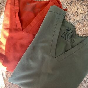 Figs scrub tops  in Green and Orange